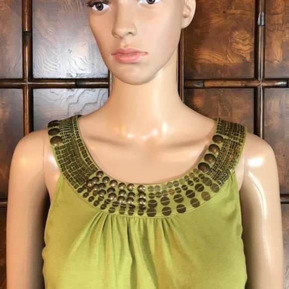Anne Klein Roman Citrine Matte Bronze Sequin Pima Cotton/Modal Swing Tank - Picture 5 of 11